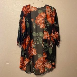 Floral chiffon kimono